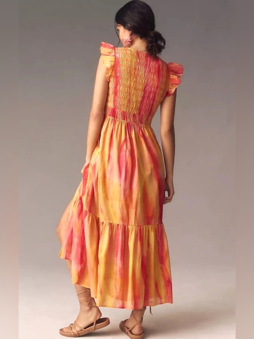 NWT ANTHROPOLOGIE THE PEREGRINE SMOCKED TIE DYE MIDI DRESS. - Picture 3 of 11